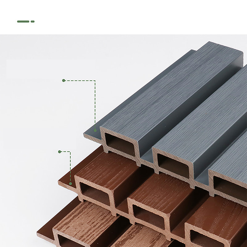 Vedenkestävä PVC WPC uurrettu seinäpaneeli liukumattomalla harjatulla säleikköllä ulkoseinälle ulko- ja kylpyhuonejulkisivuille