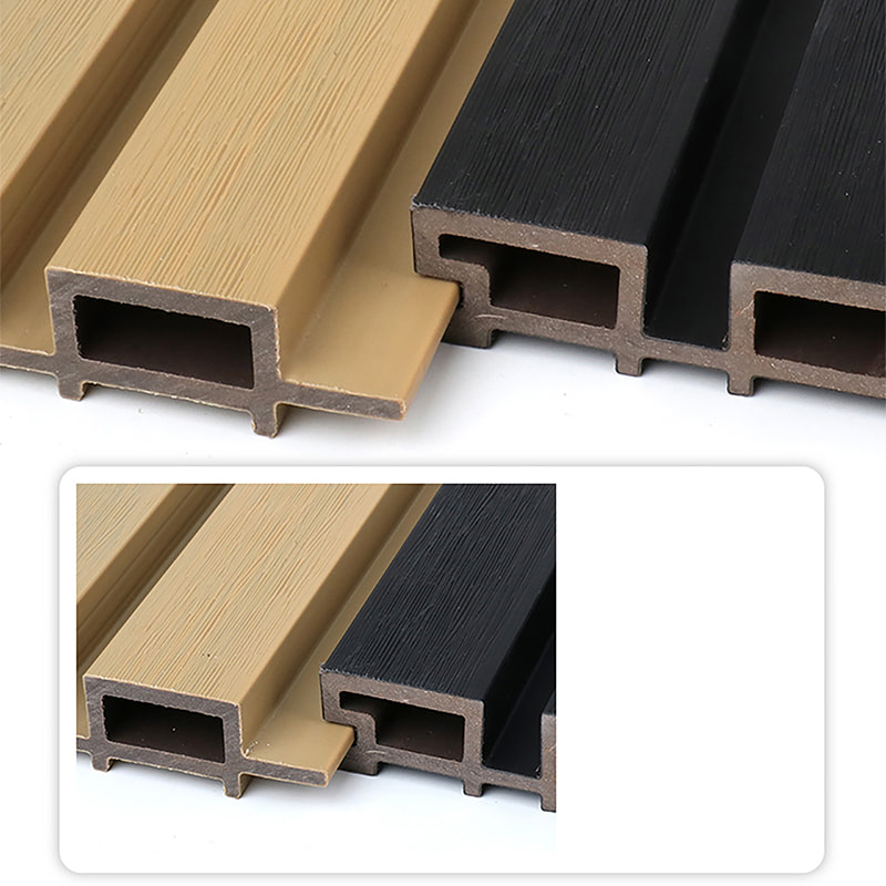 Vedenkestävä PVC WPC uurrettu seinäpaneeli liukumattomalla harjatulla säleikköllä ulkoseinälle ulko- ja kylpyhuonejulkisivuille