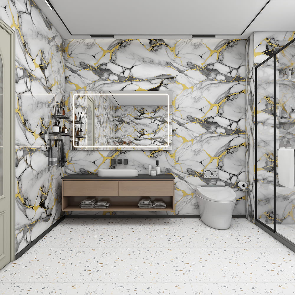 Moderni korkeakiiltävä marmorinen tapettirulla PVC itseliimautuva vedenpitävä sisustus kodin sisustukseen marmorilevytarra